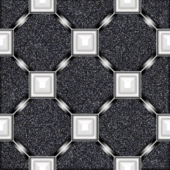 seamless geometric pattern with small black stones background