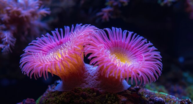 Vibrantly colored zoanthid polyps enhancing reef aquarium aesthetics