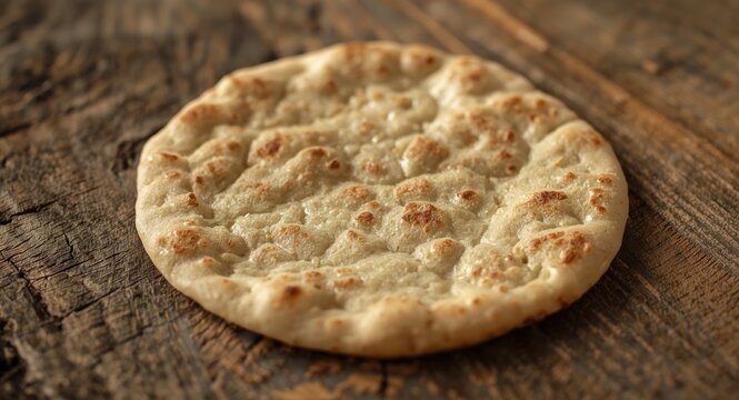 Uzbek traditional lavash flatbread resting on weathered wood