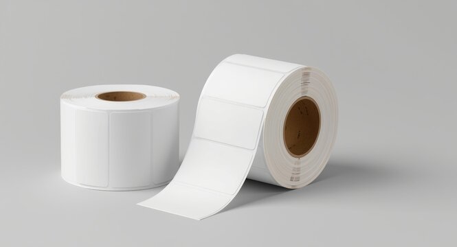 Blank white adhesive label rolls designed for thermal transfer printing with separated sheets