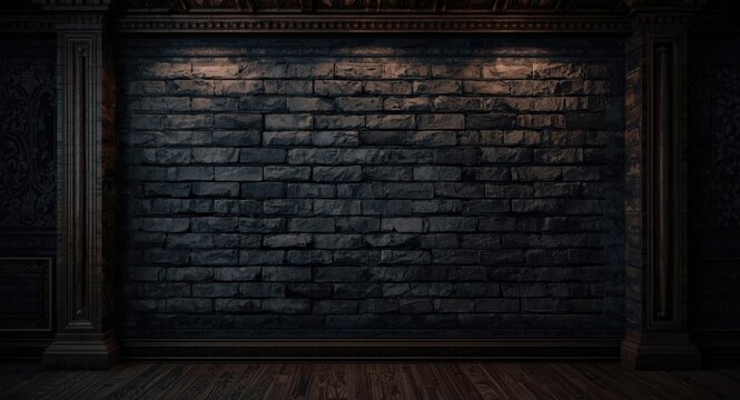 Textured dark brick wall background with antique style and well designed environment