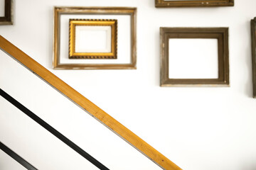 Detail of a wooden handrail in the apartment.