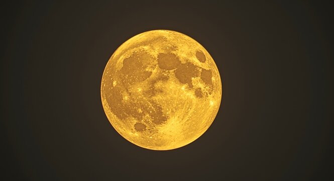 Close up of a glowing large moon with yellow color on white backdrop