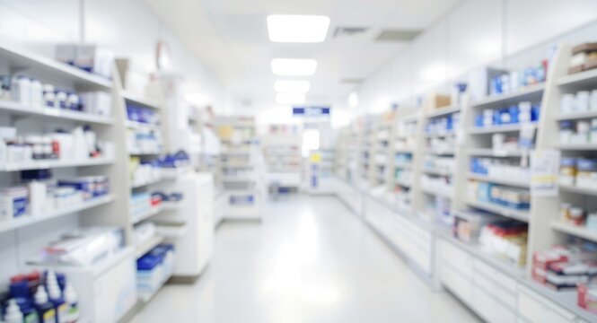 Healthcare setting with brilliant white walls and faintly blurred store fixtures