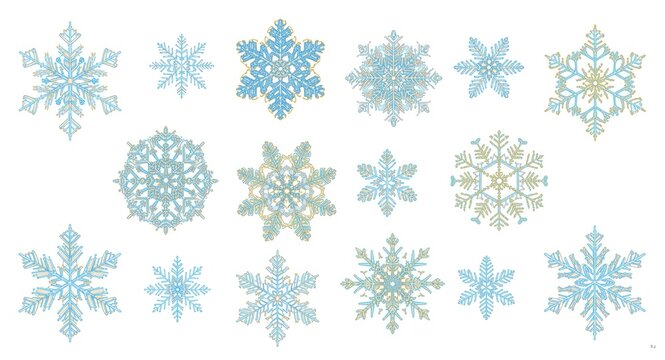Simple snowflake artwork featuring compact flakes designed for color and shape edits