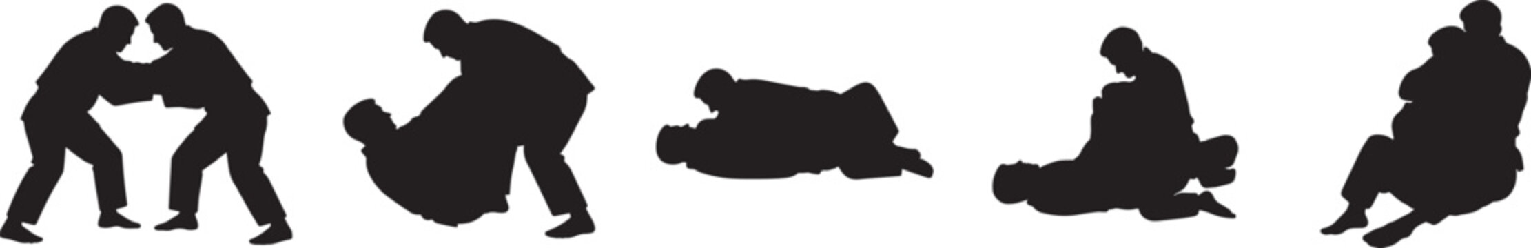 Grappling Martial Arts Silhouette Set for MMA-BJJ Training