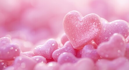 Obraz premium Stylized pink heart wallpaper featuring blurred abstract background for Valentines