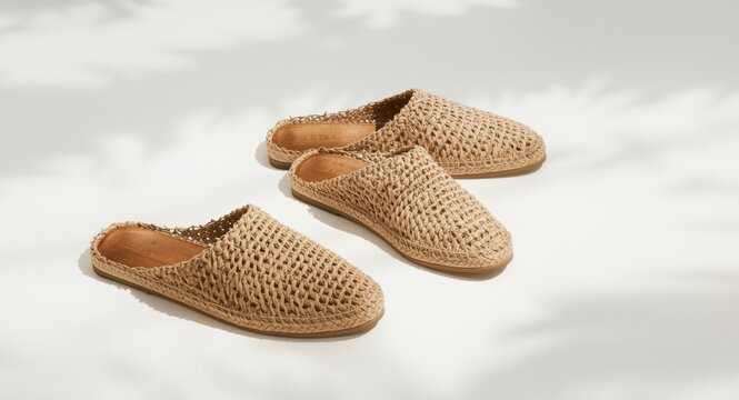 Ethically sourced raffia womens mules with sustainable design on a white background