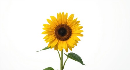 Obraz premium One vibrant sunflower standing proud on a white studio backdrop ideal for copy space