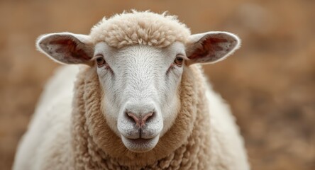 Obraz premium Sheep face in close detail with empty background