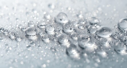 Polished water droplets paired with a subtle textured background
