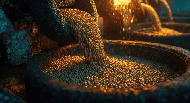 Traditional grain crushed by ancient hand turned millstones