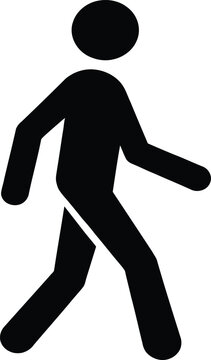 Walking person silhouette vector icon, pedestrian symbol sign, human walking figure graphic isolated on white background