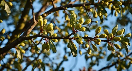 Viewing the Detailed Thorns of a Honey Locust Tree Against the Sky