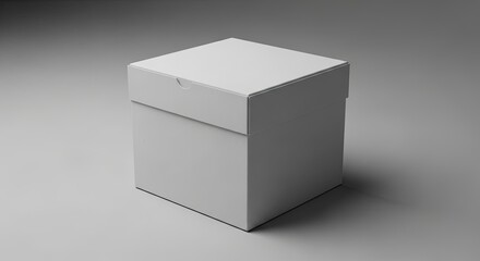 Fototapeta premium Pristine white cube packaging with matte finish and sharp edges for modern minimalist branding mockups