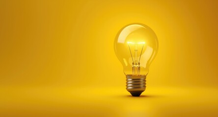 Bright yellow scene featuring an illuminated bulb and pencil symbolizing creativity and big picture business strategies