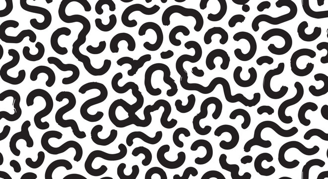 Modern abstract black squiggle pattern on white background for design