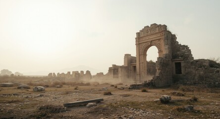 Devastated ancient architecture remains