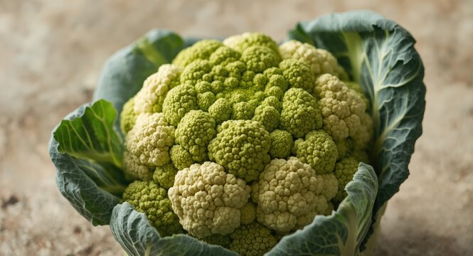 Freshly grown green cauliflower showcasing garden freshness