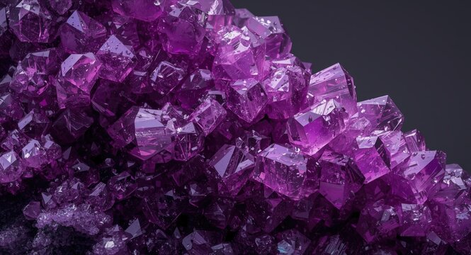 Magnified detailed image of purple potassium permanganate crystals highlighting unique textures ideal for abstract scientific backdrops