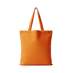Blank orange reusable tote shopping bag isolated on white for branding and eco promotion