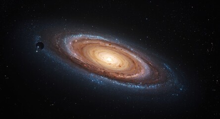 Fototapeta premium remote spiral galaxy glowing in outer cosmos