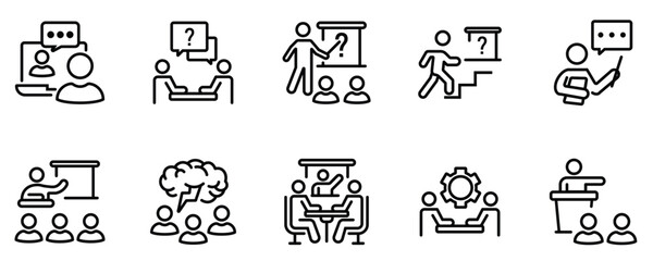 Fototapeta premium Office Presentation and Discussion Icon Pack
