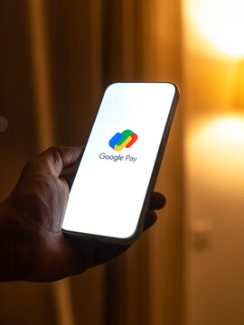 Google Pay or GPay logo is displayed on the screen of a smartphone, in Bangalore, India, on February 28, 2026