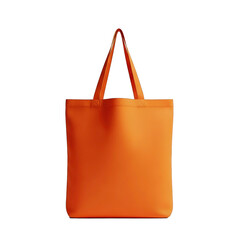 Blank orange reusable tote shopping bag isolated on white for branding mockup