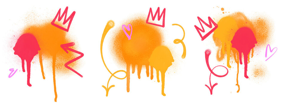 set can spray drips stains with paint drips graffiti style background