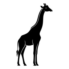 Minimal Giraffe Silhouette Vector Logo &ndash; Black Wildlife Animal Icon Isolated on White