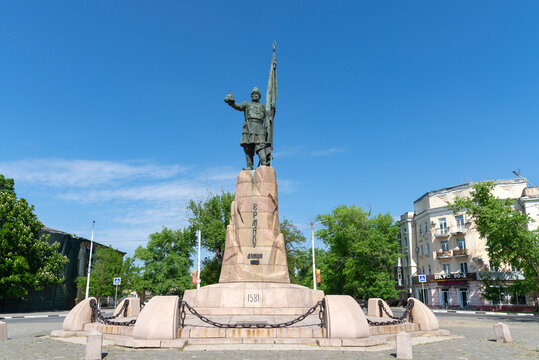 NOVOCHERKASSK, RUSSIA - MAY 06, 2025: Monument to Cossack ataman Ermak. Novocherkassk, Rostov region