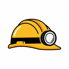 Yellow Hard Hat with Headlamp Safety Equipment. © JOKO