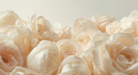 Fototapeta premium Tightly framed view of stunning faux flowers placed on a simple white background