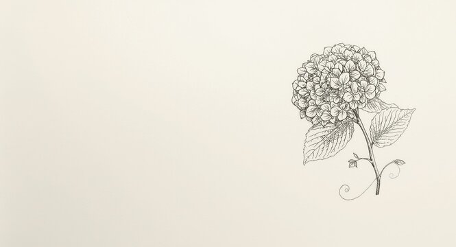 Artistic hydrangea floral sketch with refined line drawing technique