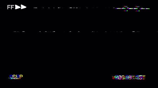 VHS Fast Forward FF Screen Overlay with Distorted Signal, Analog Glitch Noise, and Timecode 4K Loop Animation 4k video animation seamless loop