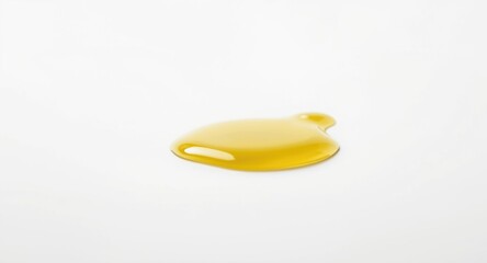 Macro perspective on a little olive oil puddle on white background