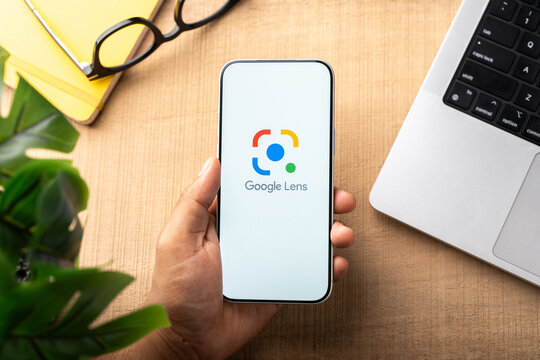 Google Lens logo is displayed on the screen of a smartphone, in Bangalore, India, on February 28, 2026
