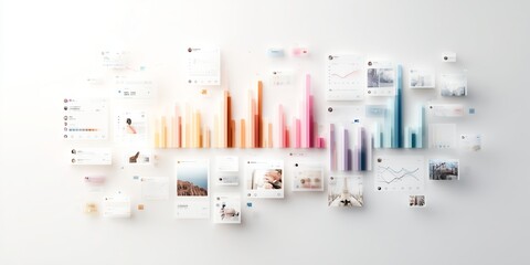 Obraz premium Data visualization showing trends and user interaction metrics over time in digital format