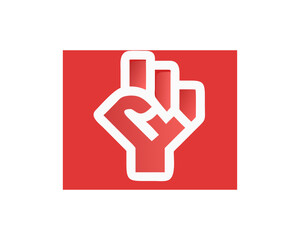 Obraz premium A white outline of a raised fist against a solid red background