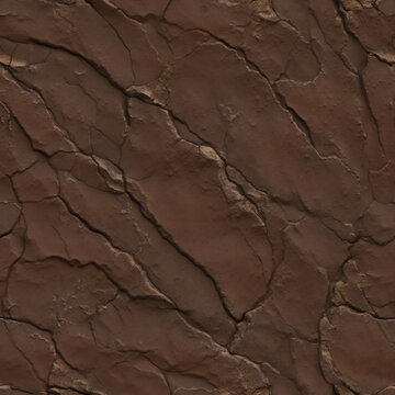 Seamless Dark Brown Cracked Surface Texture - Digitally Generated CG Background