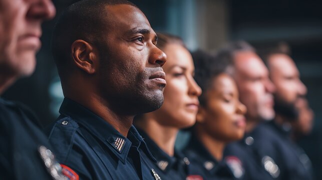 Diverse Group of Police Officers Standing Together.