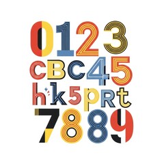 Colorful Typography Design with Numbers and Letters for Education.