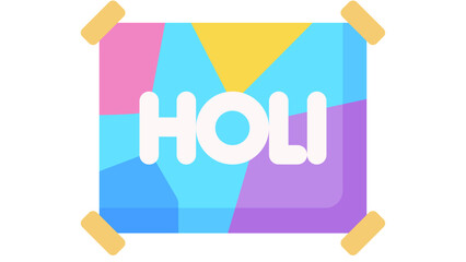 Vibrant Holi celebration illustration with colorful geometric shapes and tape