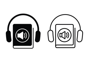 headphones audio book icon vector for web design