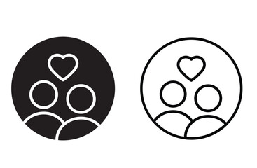 family heart circle icon vector for web design