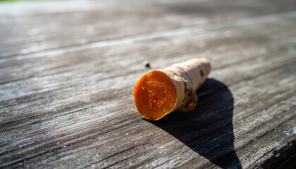 Turmeric root sliced open