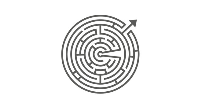 Circular maze puzzle with arrow.