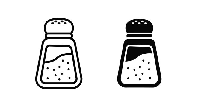 Simple black and white illustration of salt and pepper shakers silhouette