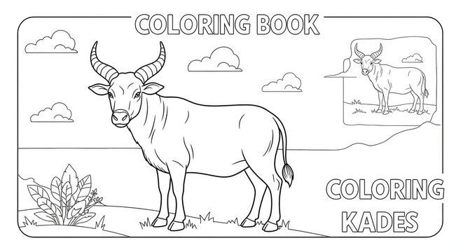 Coloring Book Page - Detailed Tamaraw Illustration for Creative Fun.